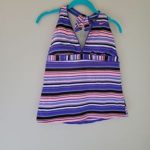 Nike Pink and Purple Striped Halter Tankini Top